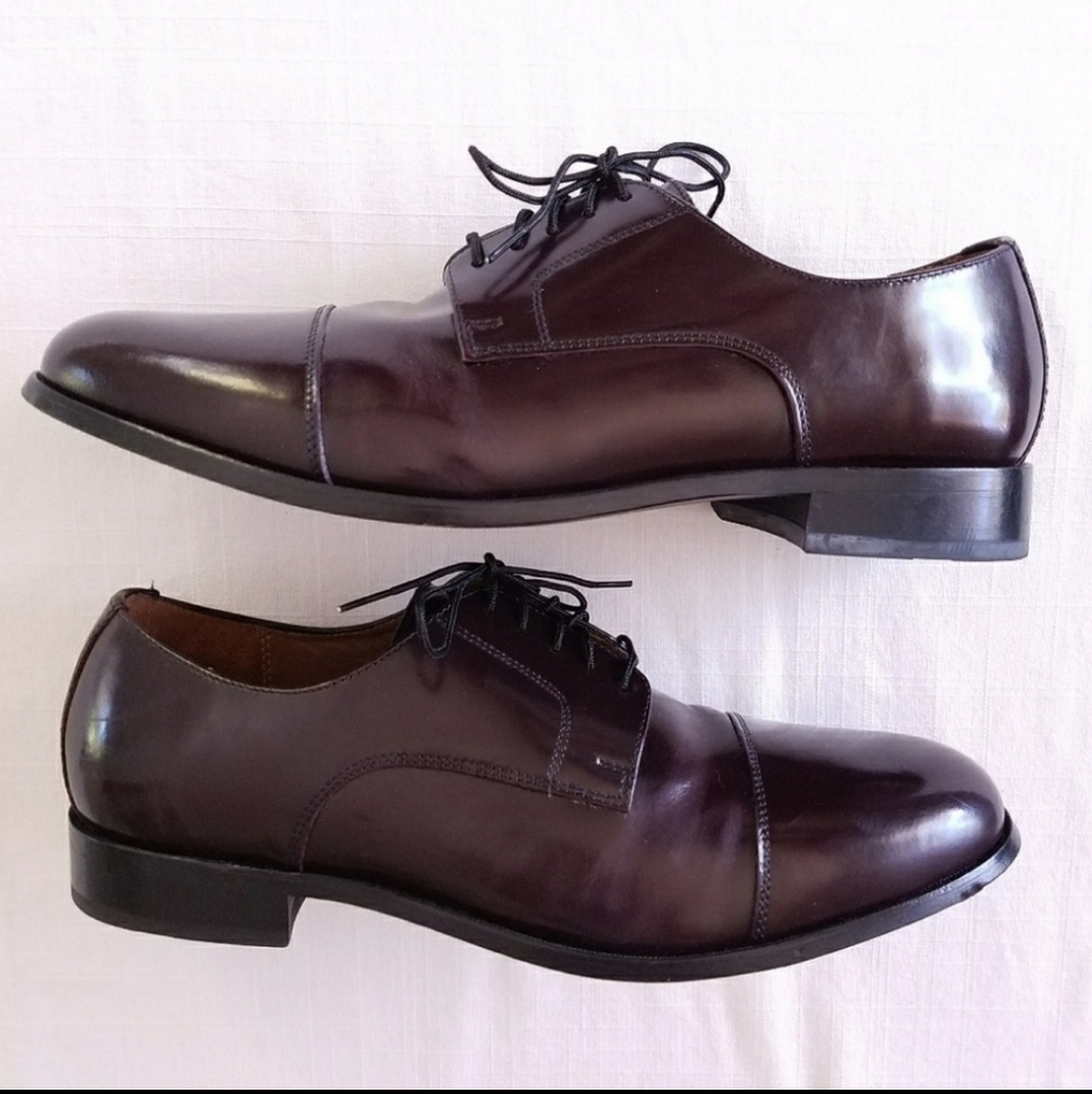Florsheim cap toe brown leather derby dress shoes